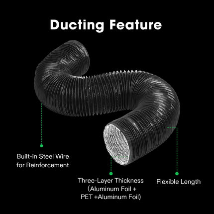 Vivosun black aluminum flex ducting