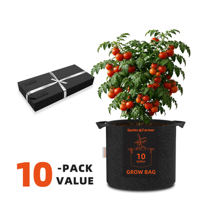 Spider Farmer 10-gallon fabric grow bags, 10-pack