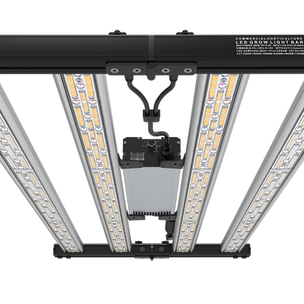 HortiBloom Mega Optic 500W LED grow light, close-up of the optic lenses and driver