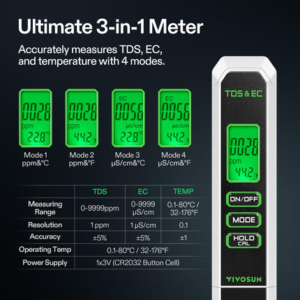 Vivosun TDS EC temperature tester