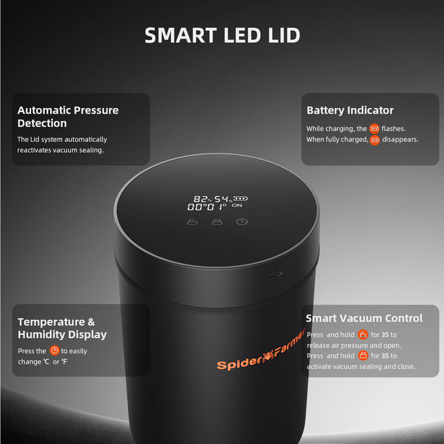 Spider Farmer smart jar vacuum lid