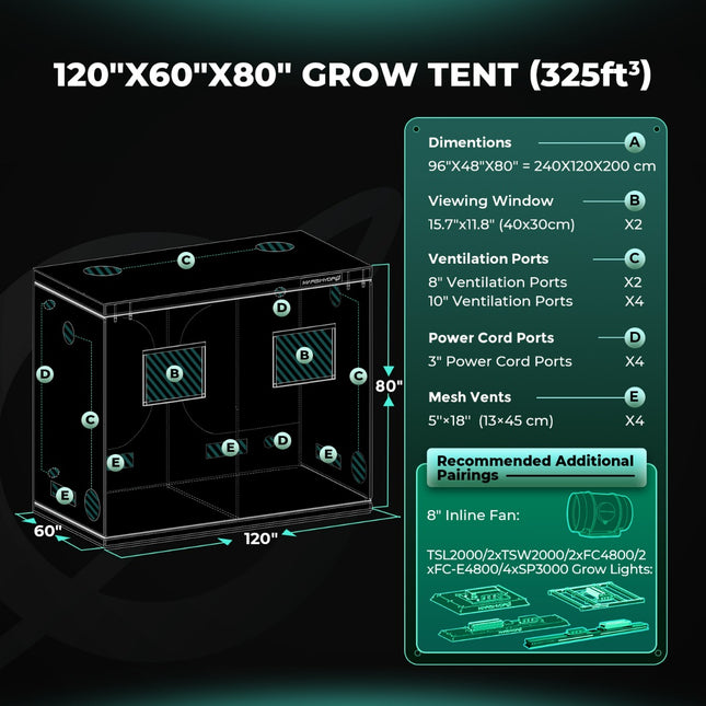 Mars Hydro 300 x 150 x 200 cm grow tent dimensions