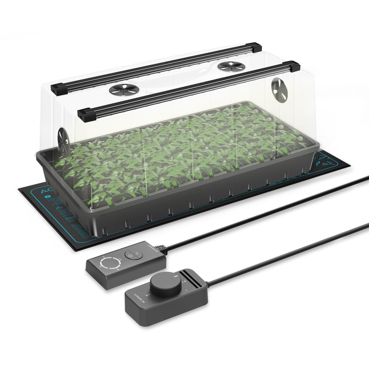 AC Infinity Humidity Dome, Germination Kit, with Seedling Mat and AC-LED Grow Light Bars, 6x12 Cell Tray