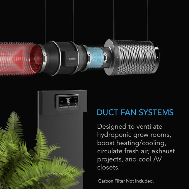 AC Infinity CLOUDLINE T8 - QUIET INLINE DUCT FAN SYSTEM WITH TEMPERATURE AND HUMIDITY CONTROLLER - 8"