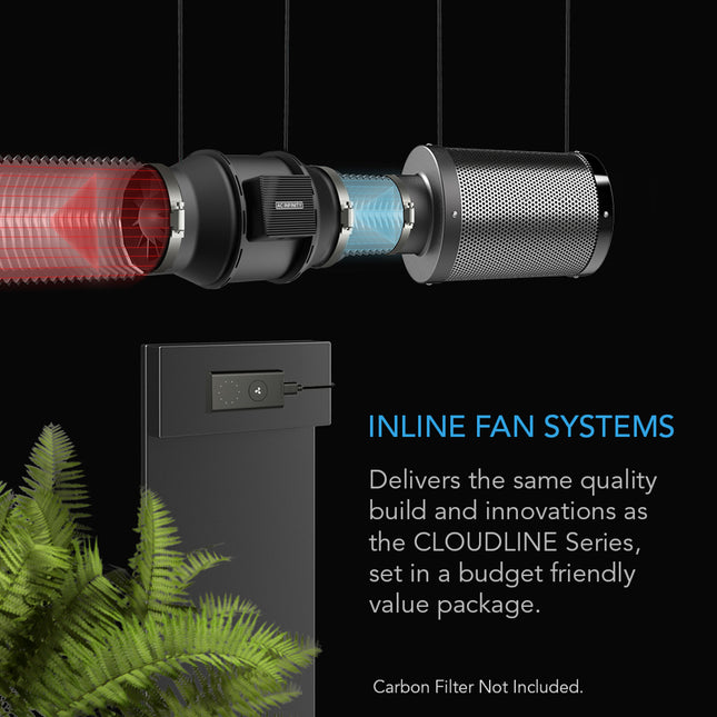 AC Infinity CLOUDLINE LITE A8 - QUIET INLINE FAN WITH SPEED CONTROLLER - 8"