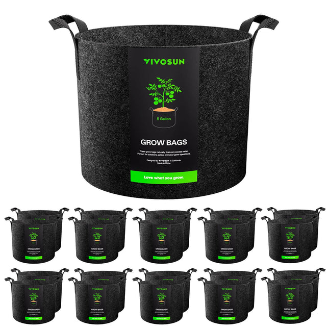 Vivosun 20-pack black fabric grow bags with handles
