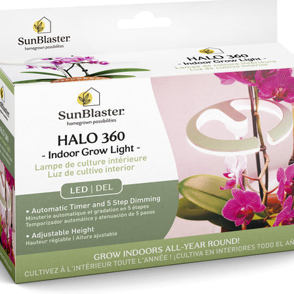 SunBlaster Halo 360 LED Plant Light, w/ USB Adaptor and Timer