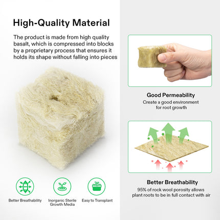 Vivosun rockwool cube pre-formed hole