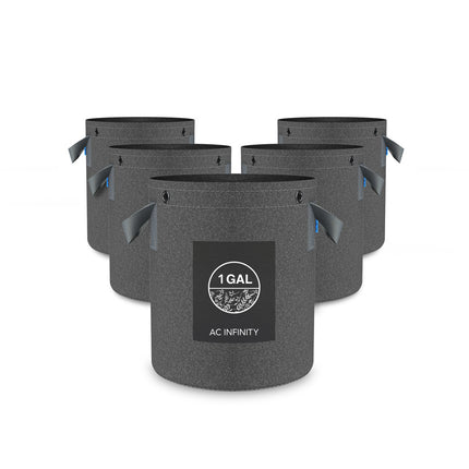 AC Infinity Heavy Duty Reusable Fabric Pots - 1 Gallon (5-PACK)