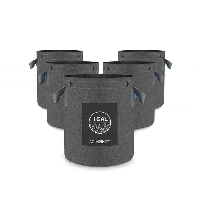 AC Infinity Heavy Duty Reusable Fabric Pots - 1 Gallon (5-PACK)
