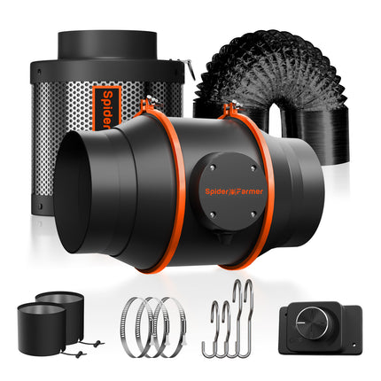Spider Farmer 6-inch inline fan kit with carbon filter and speed controller