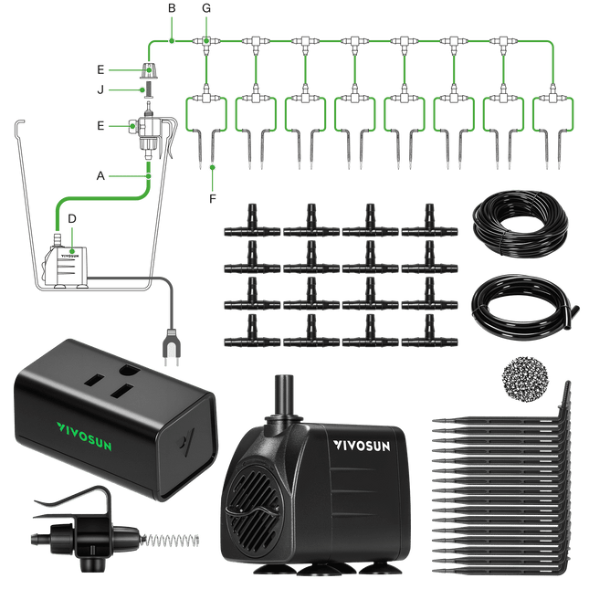 Vivosun FlexFeed automatic drip irrigation kit with A10 GrowHub