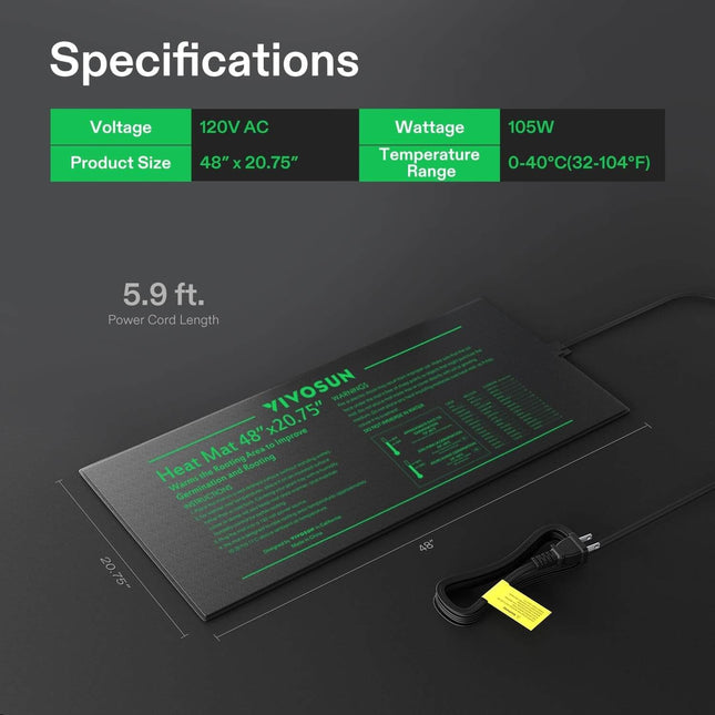 Vivosun heat mat under seedling trays