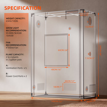 Spider Farmer Pro white 4.6x2.3 grow tent