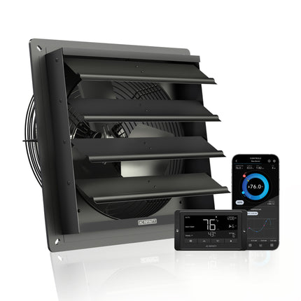 AC Infinity AIRLIFT T12, Shutter Exhaust Ventilation Fan 12", Temperature and Humidity Controller