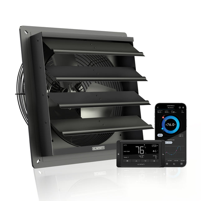 AC Infinity AIRLIFT T12, Shutter Exhaust Ventilation Fan 12", Temperature and Humidity Controller