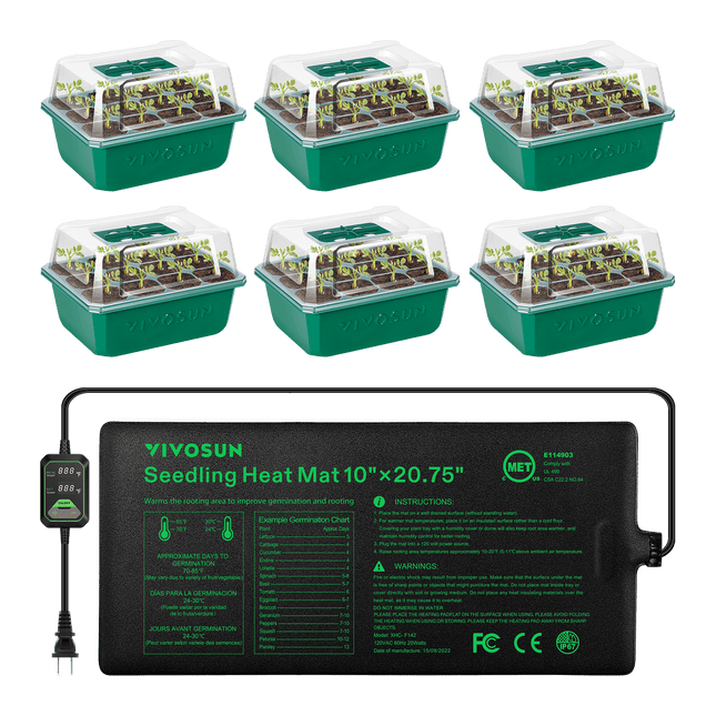 Vivosun seedling combo heat mat and 6-pack seed starter trays