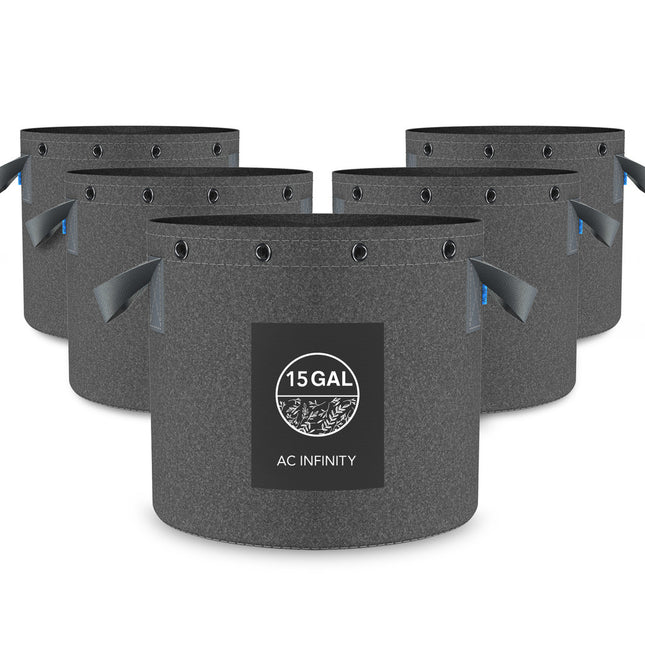 AC Infinity Heavy Duty Reusable Fabric Pots - 15 Gallon (5-PACK)