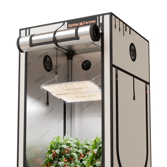 Spider Farmer SF2000Pro LED and 3x3 Pro white grow tent kit