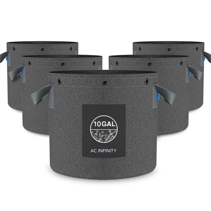 AC Infinity Heavy Duty Reusable Fabric Pots - 10 Gallon (5-PACK)