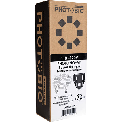 PHOTOBIO VP White Cable Harness - 18AWG - 110-120V - 5-15P - 10'