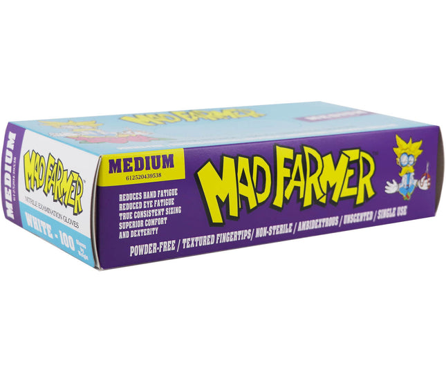 Mad Farmer White Nitrile Horticulture Gloves - Size M - Box of 100