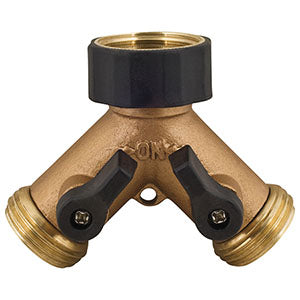 MELNOR 2-Way Metal Hose Connector w/Shut-Off Valves