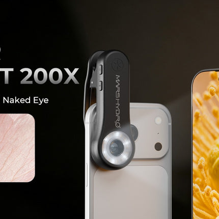 Mars Hydro 200X phone microscope on a smartphone