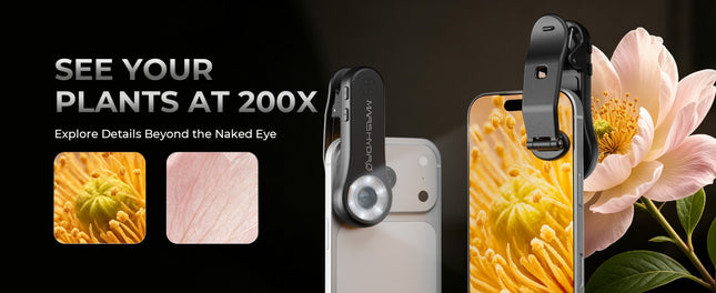 Mars Hydro 200X phone microscope on a smartphone