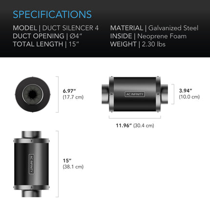AC Infinity Inline Duct Silencer 4", image 5