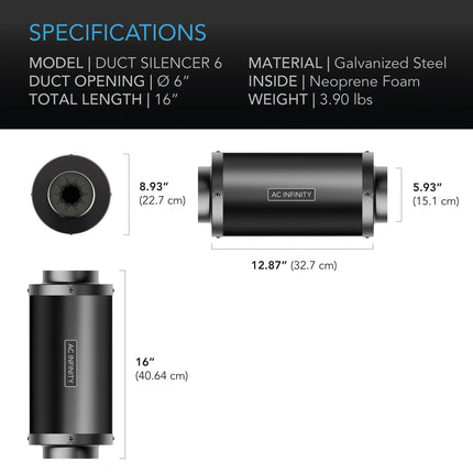 AC Infinity Inline Duct Silencer 6", image 5