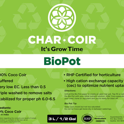Char Coir BioPot - 3 L - case of 24