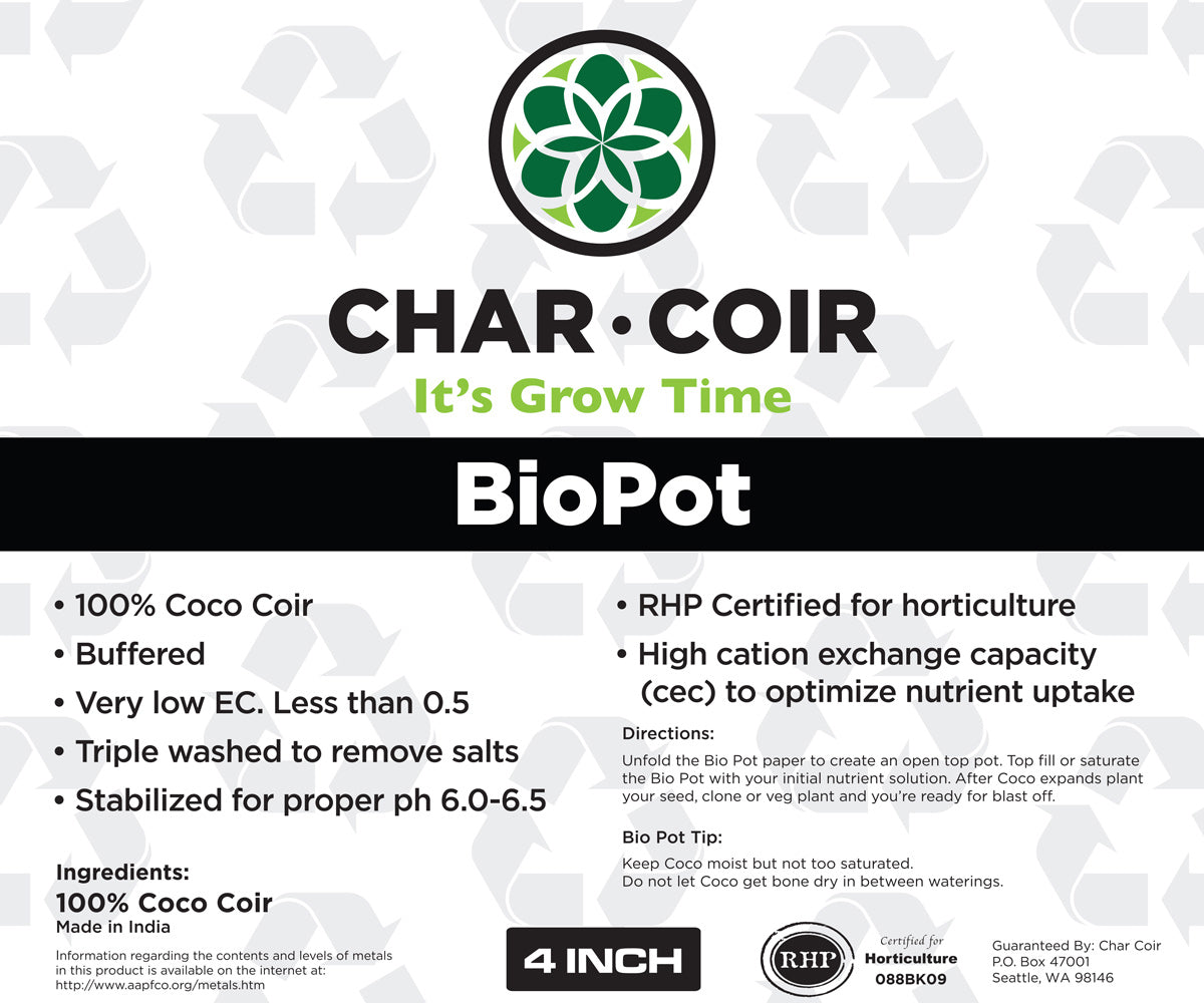 Char Coir BioPot - 4" (EACH)