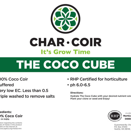 Char Coir Coco Cube RHP Certified Coco Coir - 2.25 L