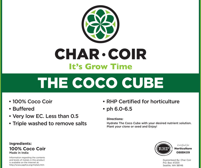 Char Coir Coco Cube RHP Certified Coco Coir - 2.25 L