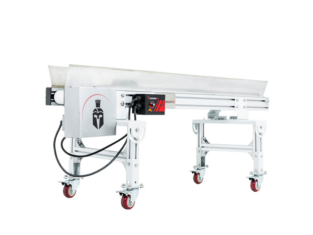CenturionPro infeed conveyor feeding an Original trimmer
