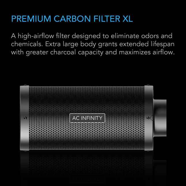 AC Infinity Duct Carbon Filter 8" Extra Long, image 2