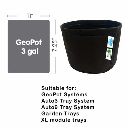 AutoPot GeoPot 3 gal fabric pot measurements