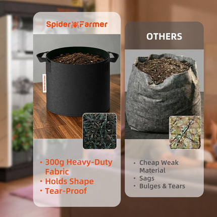 Spider Farmer grow bag holds its shape