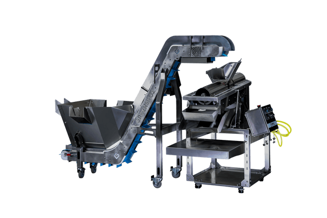 GreenBroz Rise-N-Grind grinder and conveyor