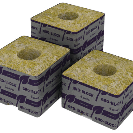 Grodan Delta 4 Block 3" x 3" x 2.5" with hole (Commercial)