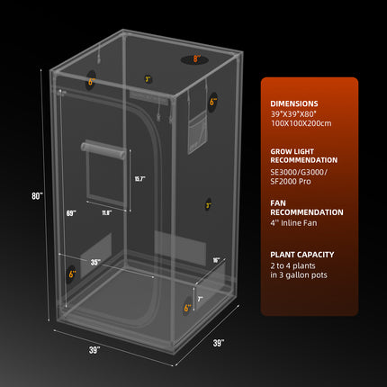 Spider Farmer 3.2x3.2 grow tent size