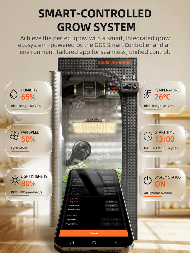 Spider Farmer SF1000 grow tent kit with GGS controller