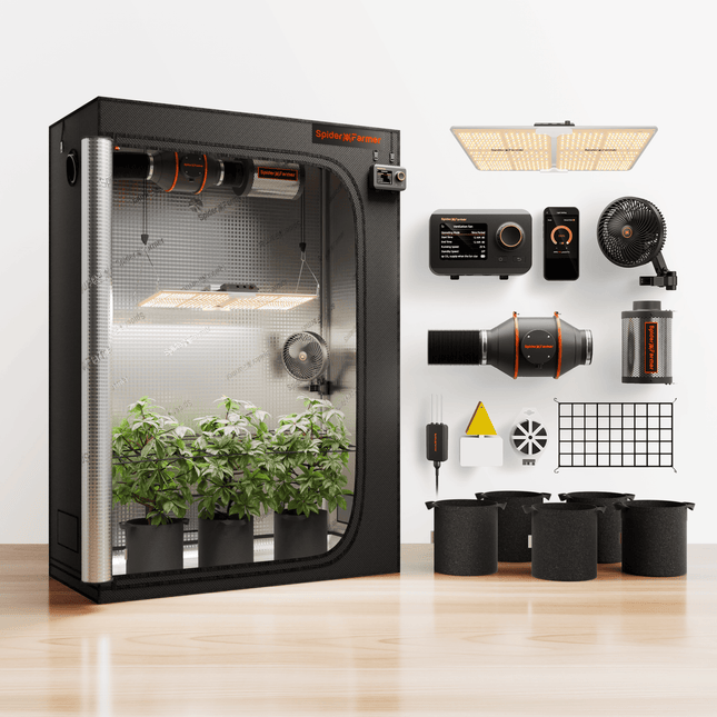 Spider Farmer SF2000 grow tent kit with GGS controller and clip fan