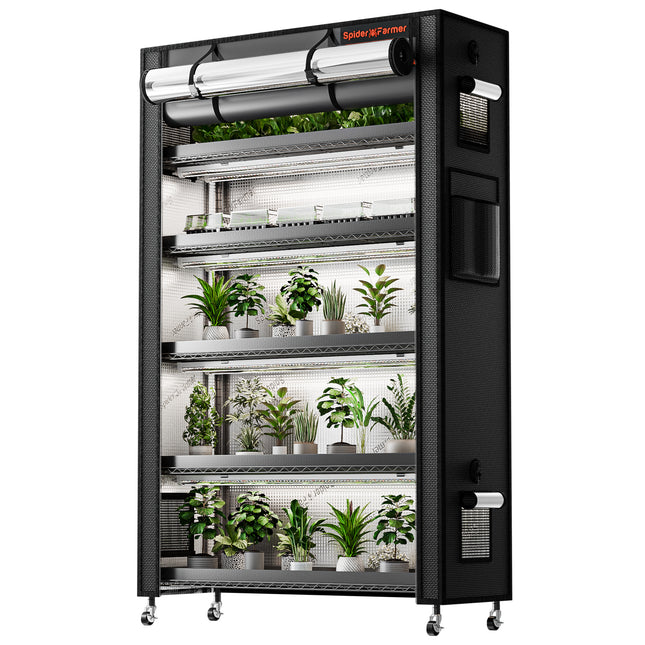 Spider Farmer 6-tier plant stand with 250W grow lights