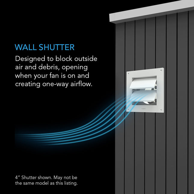 AC Infinity Wall Mount Duct Shutter 4" white steel, image 2