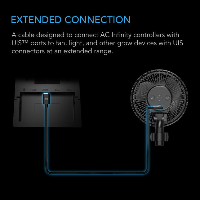 AC Infinity L-shaped UIS controller to device cable, view 2