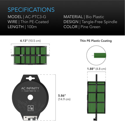AC Infinity green twist ties with built-in cutter, view 3