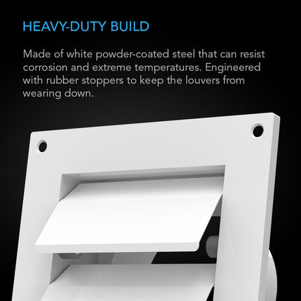 AC Infinity Wall Mount Duct Shutter 6" white steel, image 3