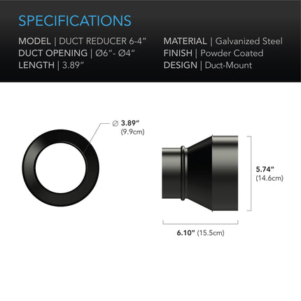 AC Infinity Duct Reducer Adapter 6" to 4", image 4